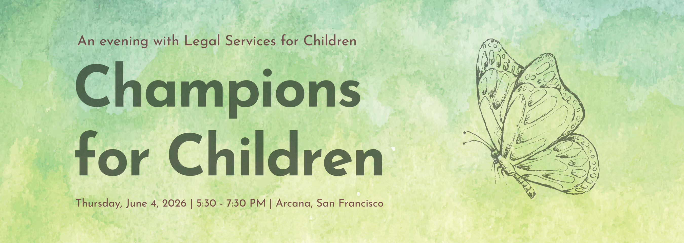 A banner with a line drawing of a butterfly on the right and text on the left that reads 